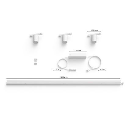 Philips - SADA 3x LED RGB Stmievateľné svietidlo do lištového systému Hue PERIFO LED RGB/15,6W/230V 2000-6500K