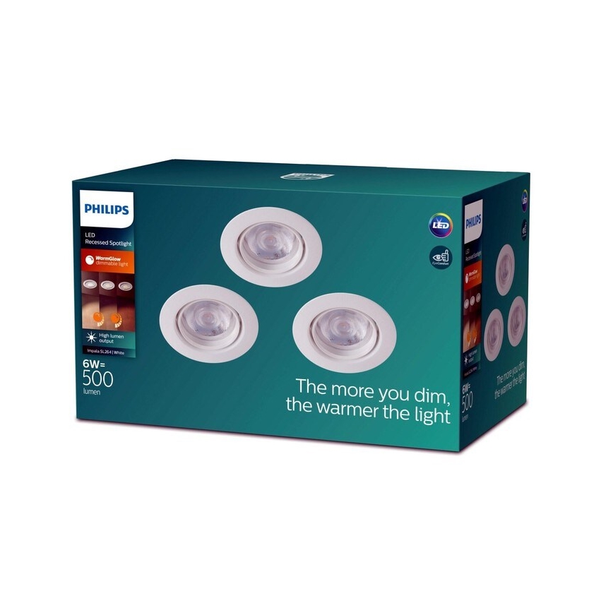 Philips -SADA 3xLED Stmievateľné podhľadové svietidlo IMPALA Warm Glow LED/6W/230V