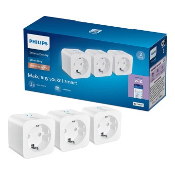 Philips - Sada 3× inteligentných zásuviek SCHUKO 2300 W Wi‑Fi