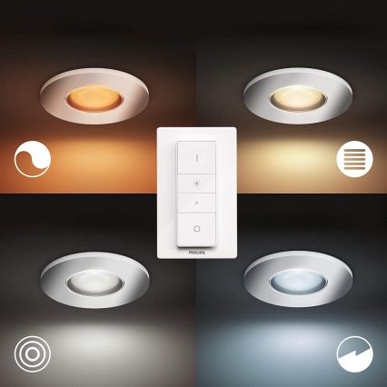 Philips - Sada 3× LED stmievateľných kúpeľňových svietidiel Hue ADORE, 1× GU10/5W/230V, IP44 + diaľkové ovládanie