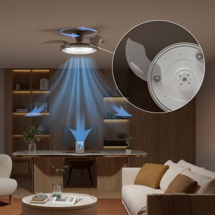 Philips - Stmievateľné stropné LED svietidlo s ventilátorom ATLAS LED/35W/230V matný chróm + diaľkové ovládanie