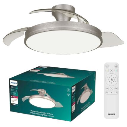 Philips - Stmievateľné stropné LED svietidlo s ventilátorom ATLAS LED/35W/230V matný chróm + diaľkové ovládanie