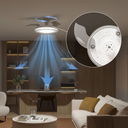 Philips - stmievateľné LED stropné svietidlo s ventilátorom BLISS LED/35W/230V, biela + diaľkové ovládanie