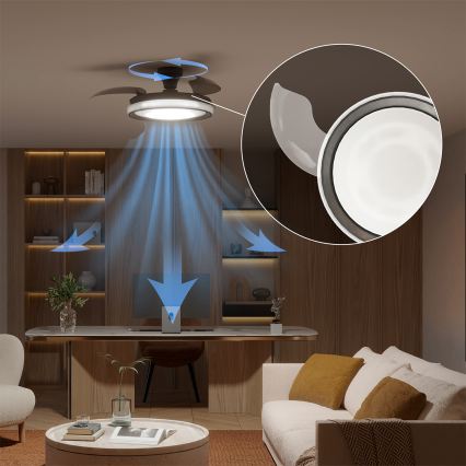 Philips - Stmievateľné LED stropné svietidlo s ventilátorom BLISS LED/35W/230V, čierne + diaľkové ovládanie