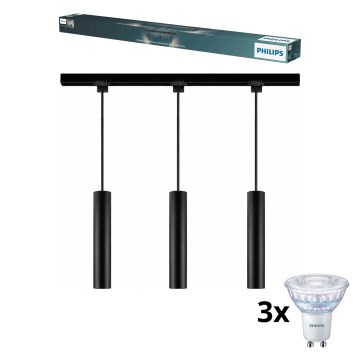 Philips - stmievateľný LED luster na lanku v lištovom systéme EASYLINK 3xGU10/7W/230V 1 m čierny