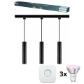 Philips - stmievateľný LED RGBW luster na lanku v lištovom systéme EASYLINK HUE 3xGU10/4,7W/230V 2200-6500K 1m čierna + Hue bridge