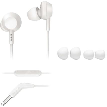 Philips TAE4105WT/00 - Slúchadlá s mikrofónom JACK 3,5 mm biela
