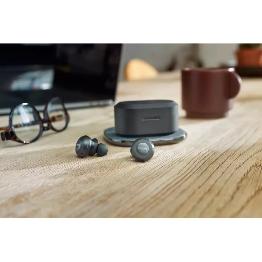 Philips TAT8505BK/00 - Bezdrôtové slúchadlá IPX4 2x 55 mAh + 560 mAh čierna