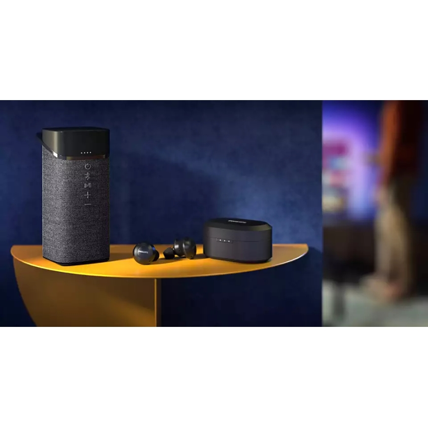 Philips TAT8505BK/00 - Bezdrôtové slúchadlá IPX4 2x 55 mAh + 560 mAh čierna