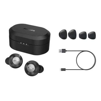 Philips TAT8505BK/00 - Bezdrôtové slúchadlá IPX4 2x 55 mAh + 560 mAh čierna