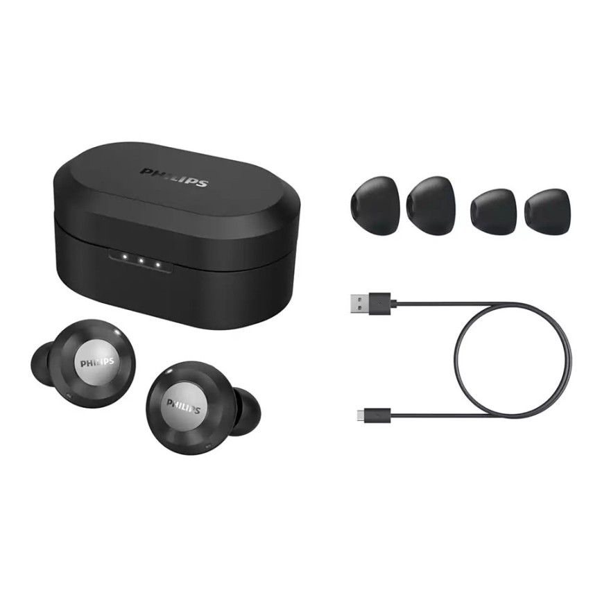 Philips TAT8505BK/00 - Bezdrôtové slúchadlá IPX4 2x 55 mAh + 560 mAh čierna