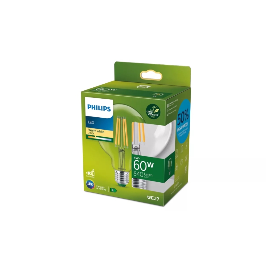 Philips ULTRAEFFICIENT VINTAGE LED žiarovka G95 E27/4W/230V 2700K