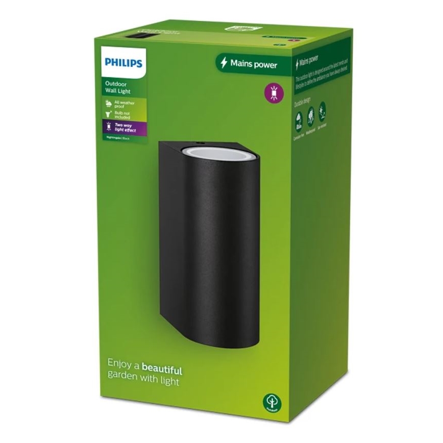 Philips - Vonkajšie nástenné svietidlo NIGHTINGALE 2xGU10/35W/230V IP44