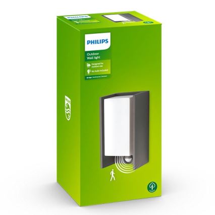 Philips - Vonkajšie nástenné svietidlo so senzorom BRIDGE 1xE27/15W/230V IP44