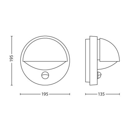 Philips - Vonkajšie nástenné svietidlo so senzorom JUNE 1xE27/12W/230V IP44