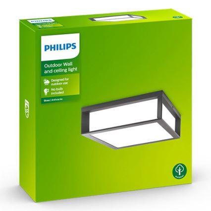 Philips - Vonkajšie stropné svietidlo SKIES 2xE27/14W/230V IP44 antracit