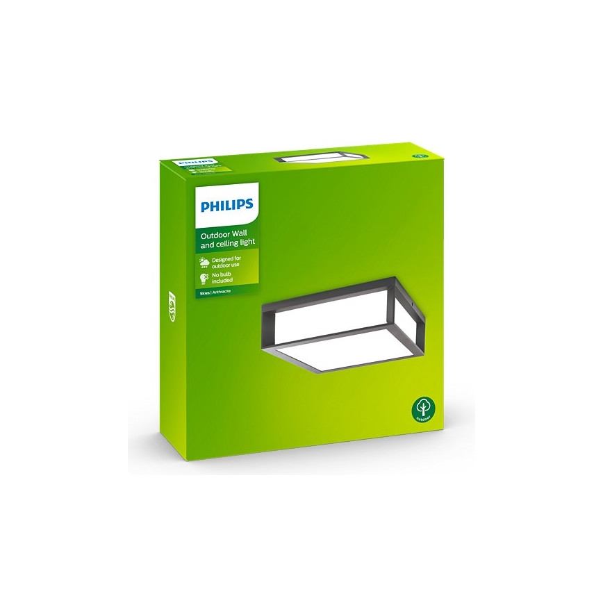 Philips - Vonkajšie stropné svietidlo SKIES 2xE27/14W/230V IP44 antracit