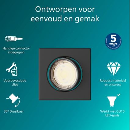 Philips - Zapustené svietidlo PERIDOT 1xGU10/7W/230V čierne