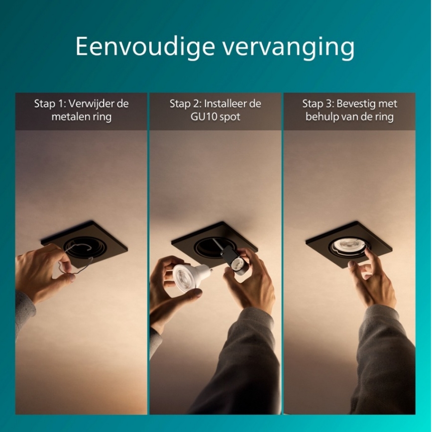 Philips - Zapustené svietidlo PERIDOT 1xGU10/7W/230V čierne