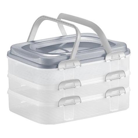 Piknik box s ušami 3 poschodia/šedá