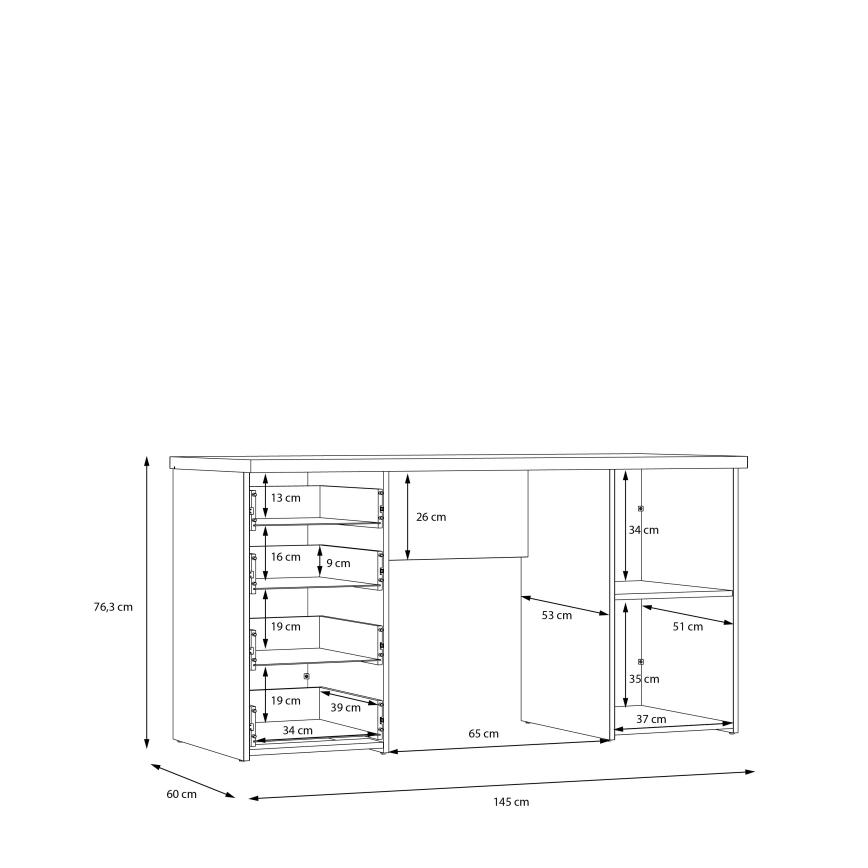 Písací stôl ARENO biely
