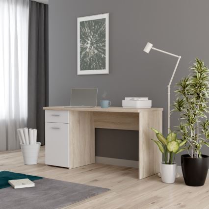 Písací stôl GINO biela/dub sonoma