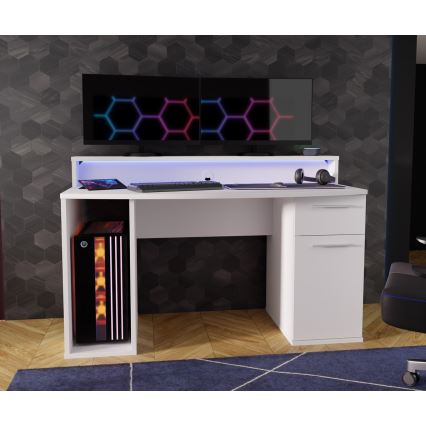 Písací stôl s podsvietením IVAR biely