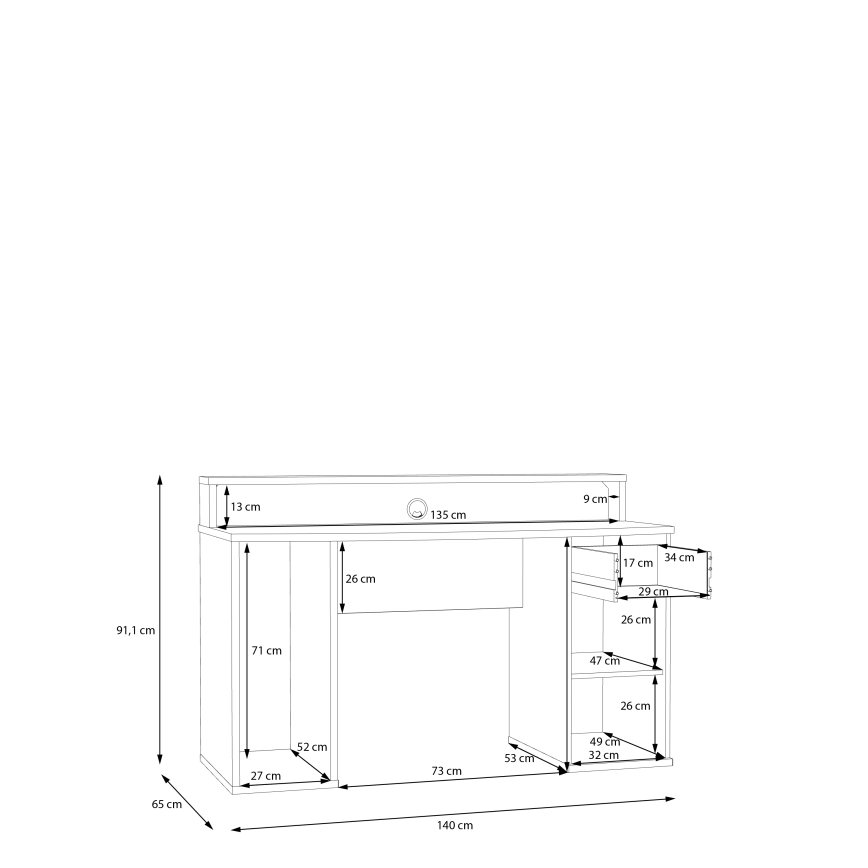 Písací stôl s podsvietením IVAR biely