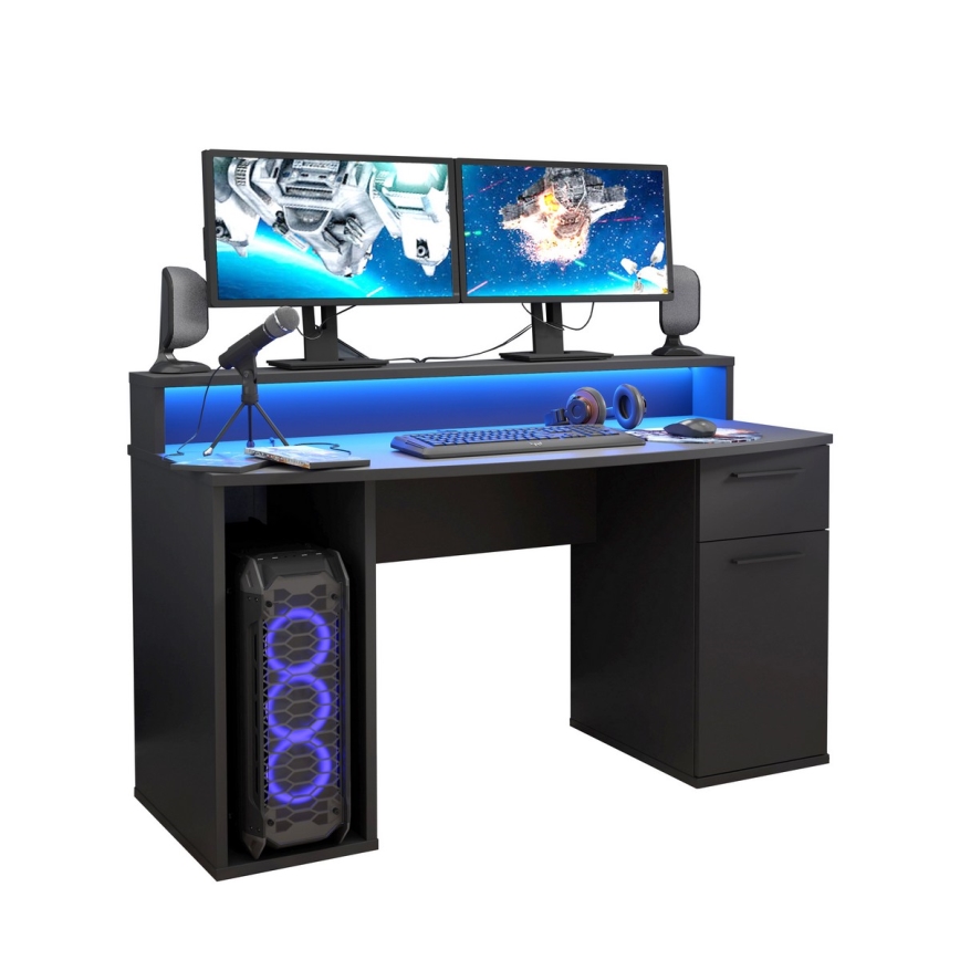 Písací stôl s podsvietením IVAR čierny