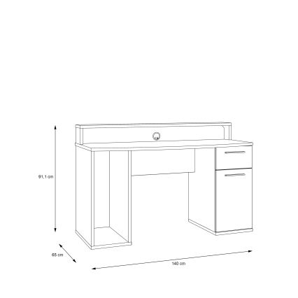 Písací stôl s podsvietením IVAR čierny