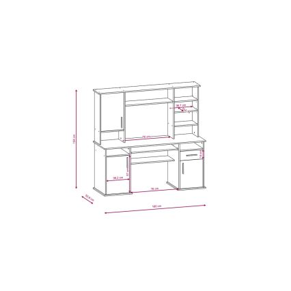 Písací stôl s policou ELIAN dub sonoma/biela
