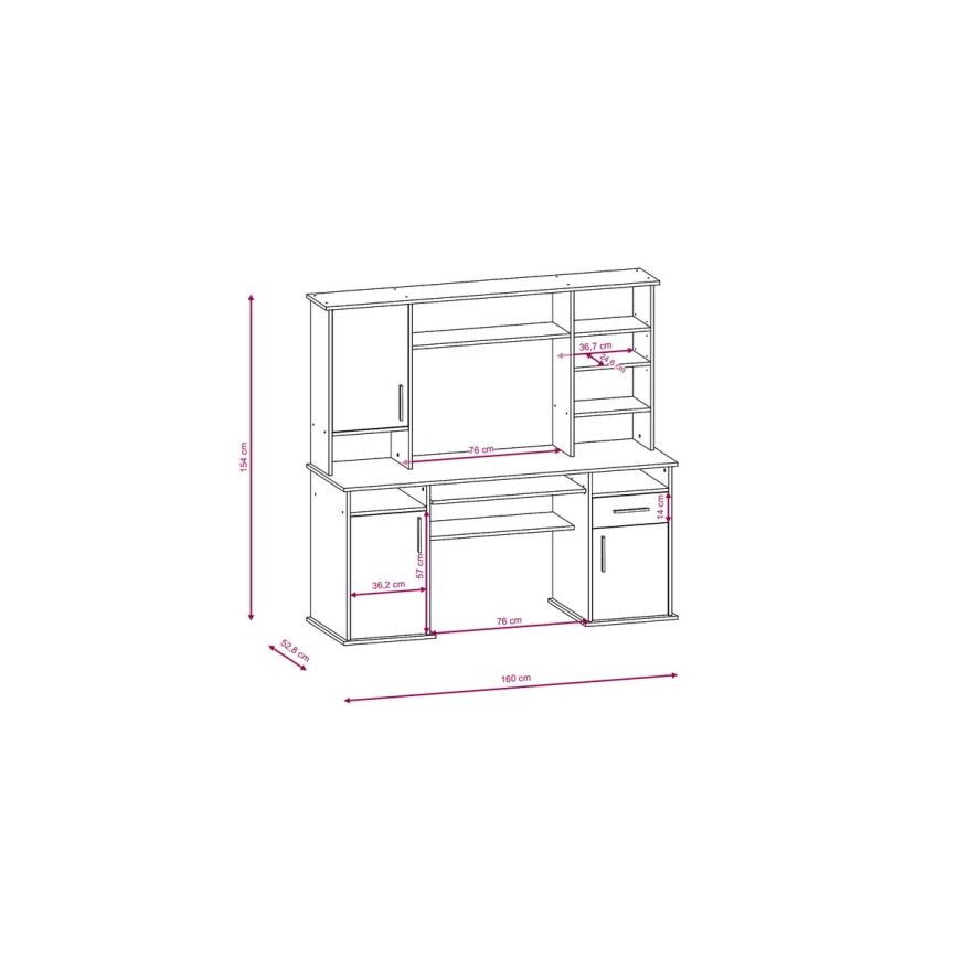 Písací stôl s policou ELIAN dub sonoma/biela