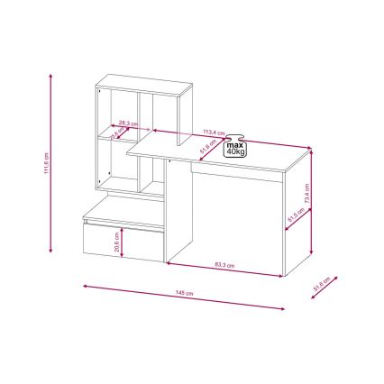 Písací stôl s policou MARLO dub artisan/antracit