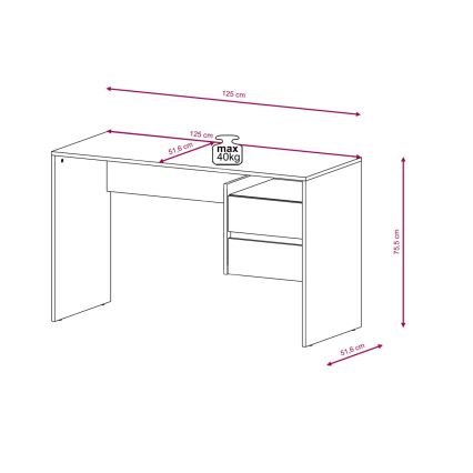 Písací stôl s zásuvkami MARLO dub artisan/biela