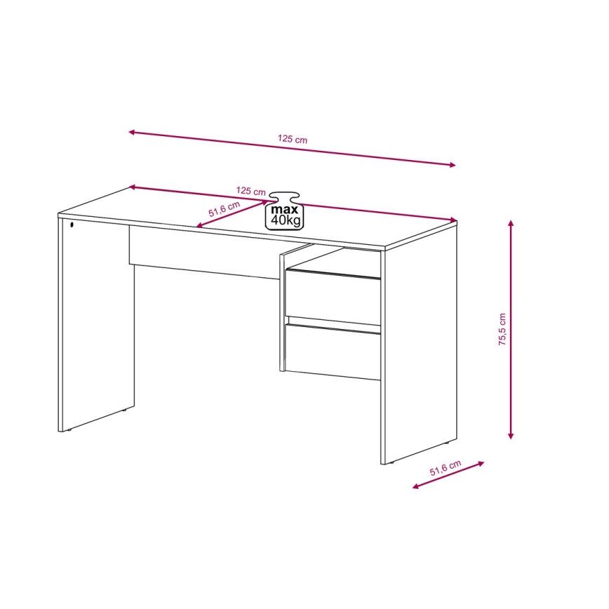 Písací stôl so zásuvkami MARLO, betónová sivá/biela