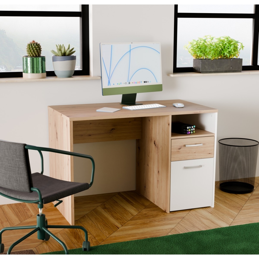 Písací stôl URO dub artisan/biela