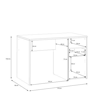 Písací stôl URO dub artisan/biela