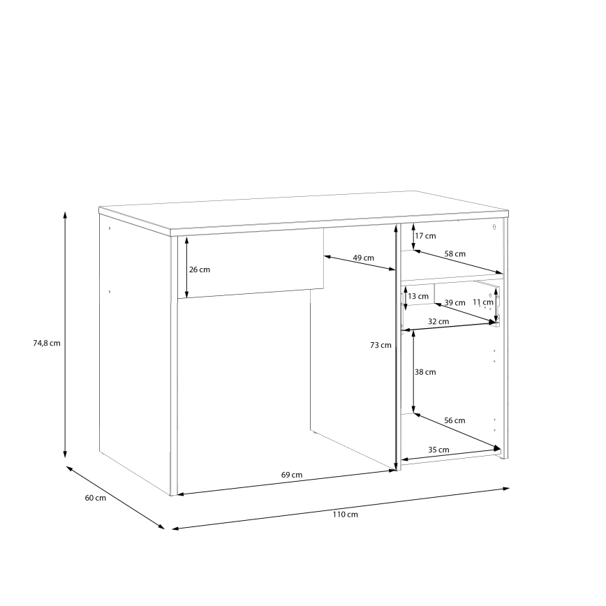 Písací stôl URO dub artisan/biela