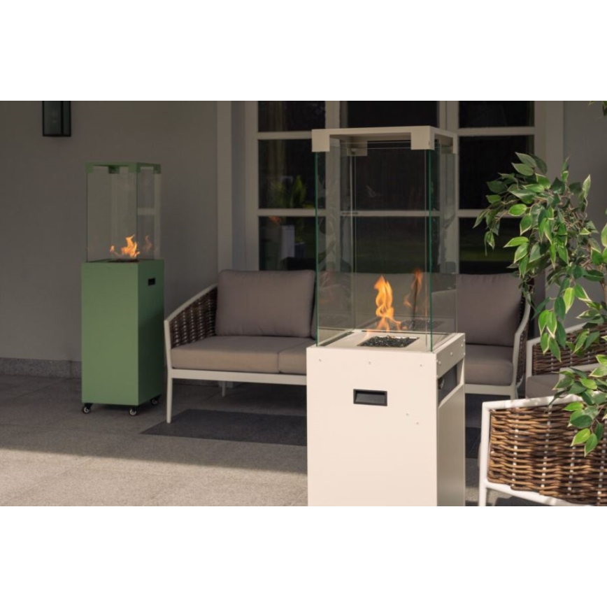 Planika - Vonkajší plynový krb 142x36 cm 8kW 1xAAA zelená + ochranný kryt