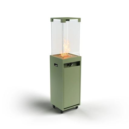 Planika - Vonkajší plynový krb 142x36 cm 8kW 1xAAA zelená + ochranný kryt