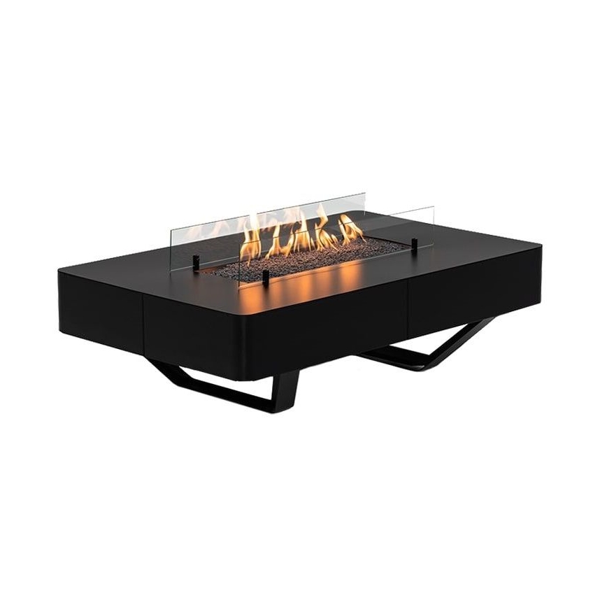 Planika - Vonkajší plynový krb 46x106 cm 10kW čierna + ochranný kryt