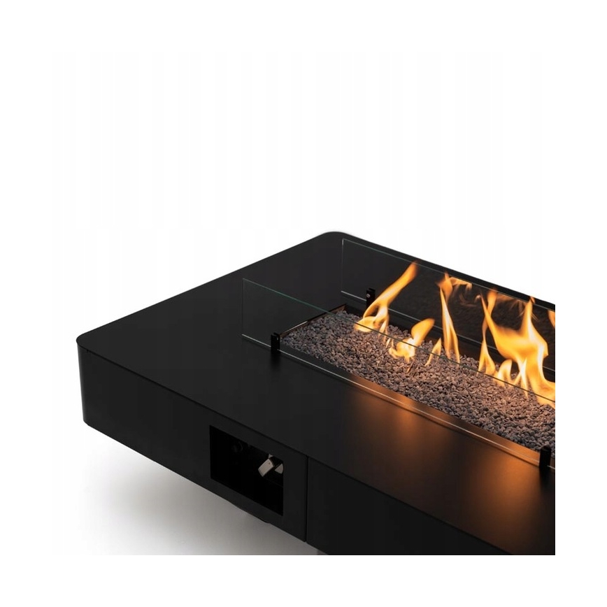 Planika - Vonkajší plynový krb 46x106 cm 10kW čierna + ochranný kryt