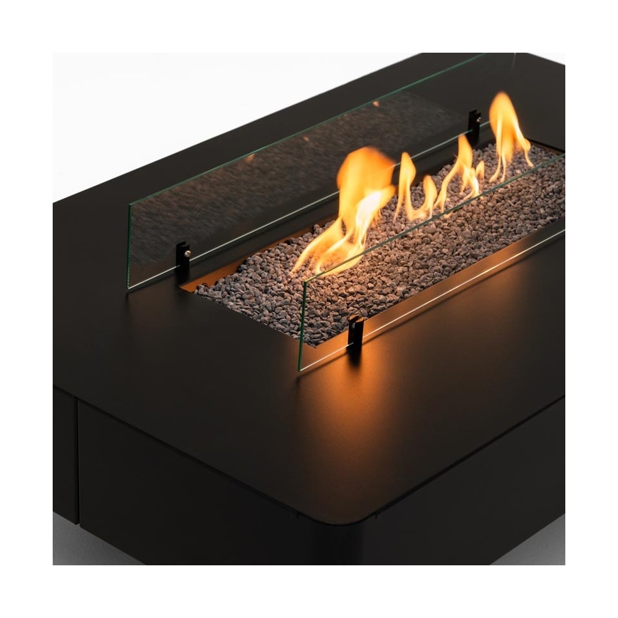 Planika - Vonkajší plynový krb 46x106 cm 10kW čierna + ochranný kryt