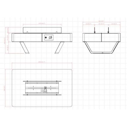 Planika - Vonkajší plynový krb 46x106 cm 10kW čierna + ochranný kryt