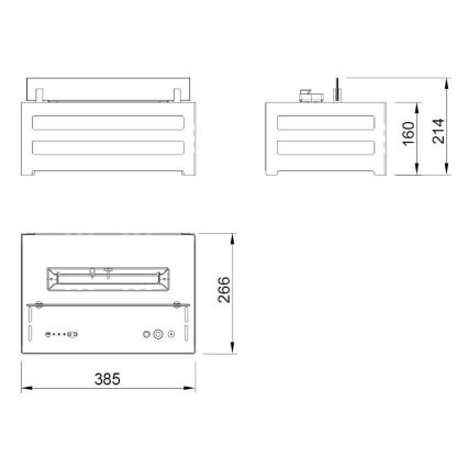 Planika - BIO krb na diaľkové ovládanie 20,8x38,5 cm 2,5kW/230V čierna