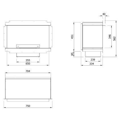 Planika - Vstavaný univerzálny BIO krb na diaľkové ovládanie 56,2x75 cm 2,5kW/230V