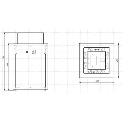 Planika - Vonkajší plynový krb 79,7x48 cm 10kW čierna + ochranný kryt