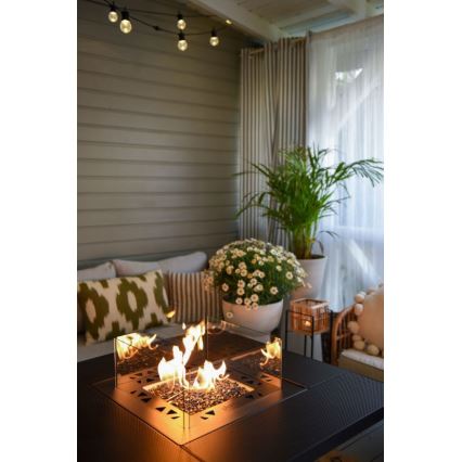 Planika - Vonkajší plynový krb 79,7x90 cm 10kW 1xAAA čierna + ochranný kryt