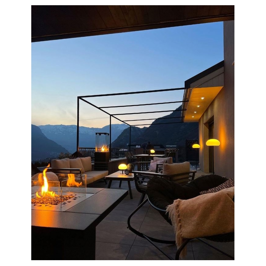 Planika - Vonkajší plynový krb 79,7x90 cm 10kW 1xAAA čierna + ochranný kryt