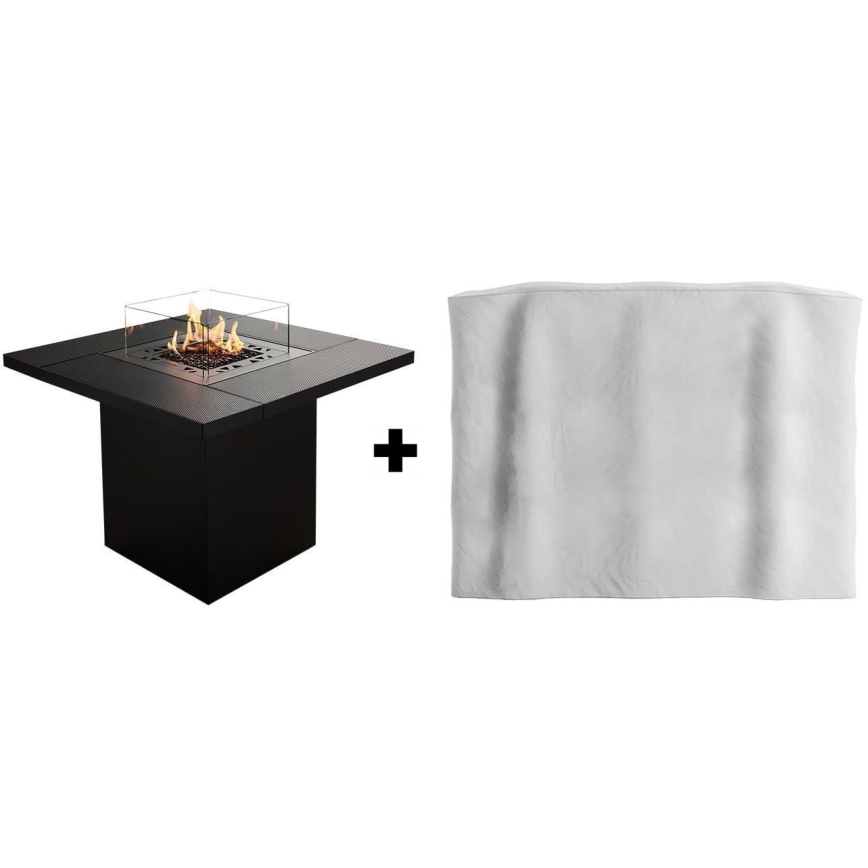 Planika - Vonkajší plynový krb 79,7x90 cm 10kW čierna + ochranný kryt